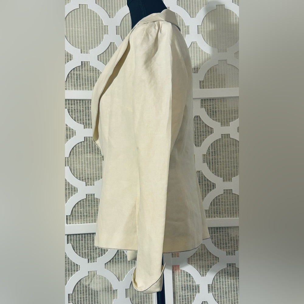 MARIMEKKO LARGE LINEN BLEND CREAM IVORY WHITE BLAZER JACKET VINTAGE DESIGNER - Picture 5 of 16